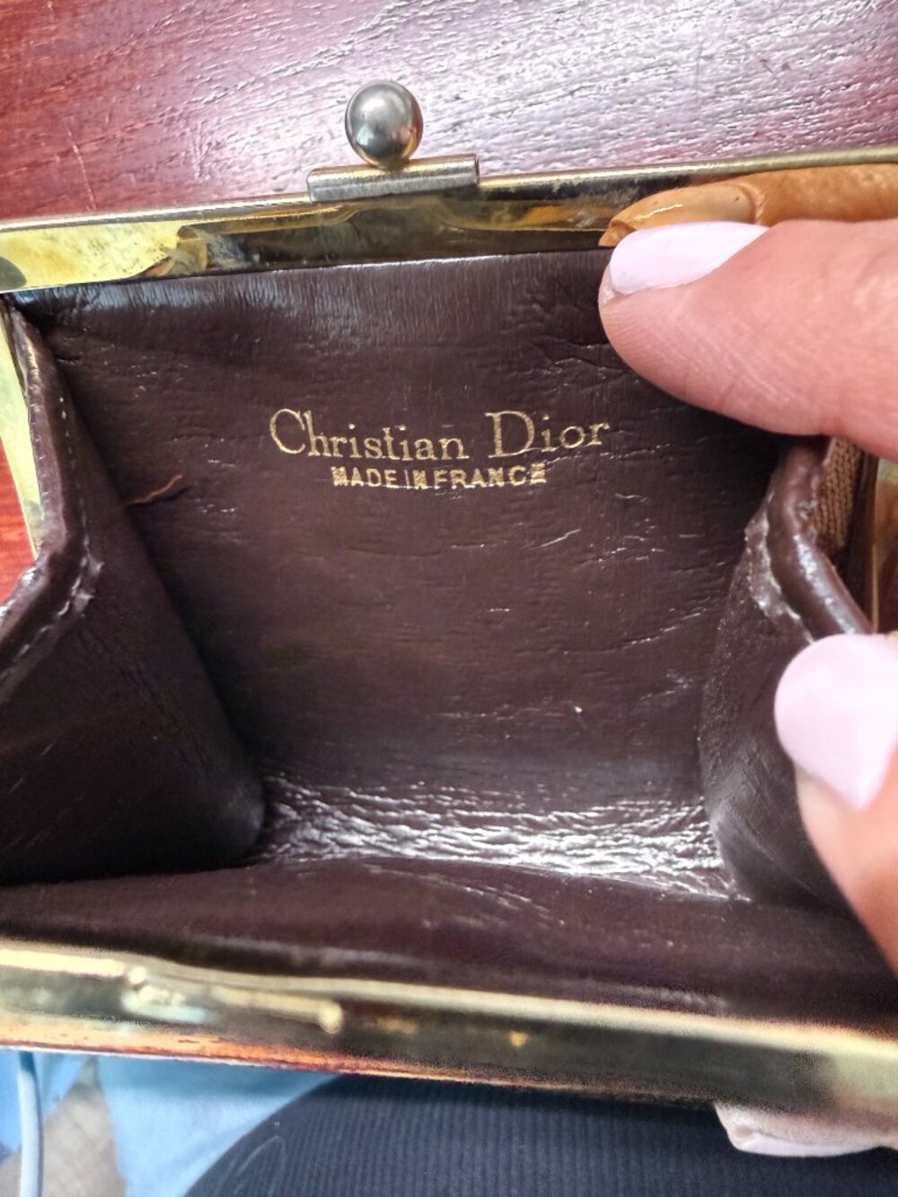 Authentic Vintage Christian Dior Trotter / Oblique Monogram Kiss-Lock Coin Purse - Picture 4 of 10